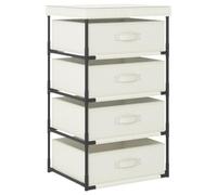 Kaloriko Étagère de rangement avec 4 paniers en tissu et cadre en acier solide en crème, 45 x 38 x 80 cm, idéale comme armoire, buffet ou organisateur pour salon, bureau et couloir