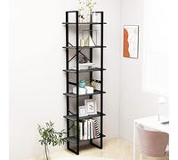 Kaloriko Étagère de Rangement Gris en Bois de pin Massif et métal 60 x 30 x 210 cm, Meuble Polyvalent pour Salon, Bureau, Chambre ou entrée, rayonnage Solide pour Livres