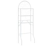 Kaloriko Étagère de Toilette Blanche en Acier 60 x 33 x 174 cm avec 3 étagères Motif Floral, Porte Serviette Barre Anneau Crochet Rangement Mural pour Bain Douche WC lavabo Machine à Laver