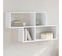 Kaloriko Étagère murale blanche en bois - 100 x 20 x 53 cm - Étagère suspendue peu encombrante avec espace de rangement stable pour salon, chambre à coucher, cuisine, bureau et salle de bain - Console