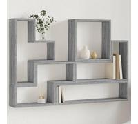 Kaloriko Étagère Murale Sonoma Gris en Bois d'ingénierie 96x12x64 cm Tablette Flottante Suspendue Design décoratif pour Rangement Salon Chambre Bureau, Support Cube Meuble bibliothèque Niche