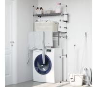 Kaloriko Étagère pour Machine à Laver en Aluminium argenté 77 x 52 x 192 cm, Rangement Suspendre avec Crochet patère, Support Fixation, pour Chambre Bain Cuisine entrée Placard