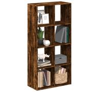 Kaloriko Étagère séparatrice de pièce en Bois d'ingénierie chêne fumé 69,5x29x137,5 cm avec 8 Compartiments modulables pour Rangement Salon Bureau Chambre