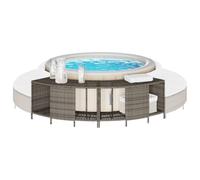 Kaloriko Étagères de Rangement pour Spa 2 pcs Gris, résine tressée et Acier Enduit de Poudre, 78 112 x 45 x 55 cm, pour Piscine Spa Jacuzzi, Entretien Nettoyage et Rangement extérieur