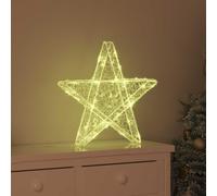 Kaloriko Étoile en 3D Blanc Chaud en Acrylique 55 x 53,5 x 10 cm, décoration Ornement Lumineuse LED USB avec télécommande pour Sapin, fenêtre, Mur, Ambiance fête Hiver intérieur et extérieur abrité