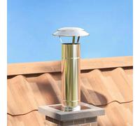 Kaloriko Extension de Conduit argentée 25 x 25 x 65 cm en Acier Inoxydable, Accessoire cheminee pour poele Bois, Insert, Foyer, brasero, Chauffage, Protection Pluie et Usage extérieur