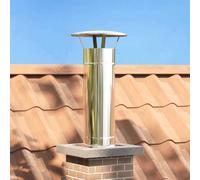Kaloriko Extension de Conduit argentée en Acier Inoxydable 35 x 35 x 82 cm avec Couvercle de Pluie pour extérieur, Accessoire cheminee poele Bois Insert Foyer brasero Chauffage Granule