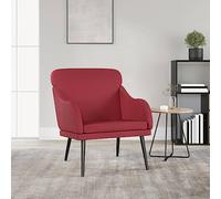 Kaloriko Fauteuil bordeaux en cuir synthétique 63 x 76 x 80 cm avec structure en métal, dossier et accoudoirs rembourrés pour salon, bureau, salon, détente, lecture, télévision, confort