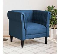 Kaloriko Fauteuil Chesterfield Bleu en Tissu Polyester 78,5 x 74,5 x 74,5 cm, Assise rembourrée Durable, Structure Bois Massif, canapé Confortable pour Salon, Bureau, Chambre Moderne et Vintage