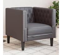 Kaloriko Fauteuil Chesterfield Gris Similicuir Confortable 71x74,5x70,5 cm avec Pieds Robustes rembourré élégant pour Salon séjour Bureau Style Vintage Moderne