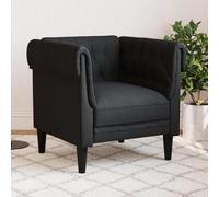 Kaloriko Fauteuil Chesterfield Noir Tissu 100% Polyester 78,5 x 74,5 x 74,5 cm avec Mousse rembourrée Robuste Salon séjour Bureau Style Vintage Confortable