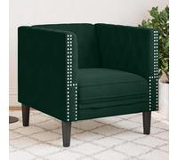 Kaloriko Fauteuil Chesterfield Velours Vert foncé 71x74,5x70,5 cm rembourré Confortable avec Pieds en Bois Massif, siège 55x59,5 cm pour Salon séjour Bureau Chambre Vintage scandinave