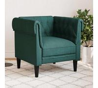 Kaloriko Fauteuil Chesterfield Vert foncé Tissu 78,5 x 74,5 x 74,5 cm Assise rembourrée Confortable Design Classique Style Vintage pour Salon séjour Bureau Chambre