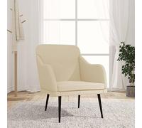 Kaloriko Fauteuil crème en tissu avec structure en métal - 63 x 76 x 80 cm - Assise et dossier rembourrés - Chaise de salon confortable avec accoudoirs pour salon, bureau, relaxation, lecture et