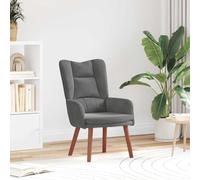 Kaloriko Fauteuil Gris foncé Velours 63 x 67 x 94 cm Chaise rembourrée avec accoudoir Bois Massif d'hévéa pour Salon Chambre Bureau Design Confortable Relax