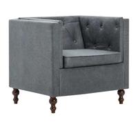 Kaloriko Fauteuil Gris Tissu, rembourré avec Coussin, accoudoirs Confortables, Cadre en Bois Durable, siège 52 x 52 cm, Chaise Cabine pour Salon, Bureau, Coin Lecture, Design Ergonomique et Relaxant