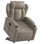 Kaloriko Fauteuil inclinable électrique Cappuccino en Similicuir avec Dossier et Repose-Pied réglables, Cadre Bois et métal Stable, accoudoirs rembourrés