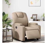 Kaloriko Fauteuil inclinable électrique en Similicuir Cappuccino avec Dossier et Repose-Pied réglables, Cadre Bois et métal, accoudoirs Larges, idéal Salon Bureau Chambre Lecture Confort