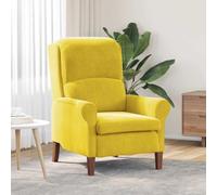 Kaloriko Fauteuil Jaune en Velours avec accoudoirs rembourrés, Pieds en Bois Massif d'hévéa, siège Ergonomique 76x94x102 cm, Design Moderne pour Salon, Chambre ou Bureau Relaxant