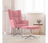 Kaloriko Fauteuil relax avec tabouret, en velours rose, pivotant à 360 degrés, rembourré en mousse, ergonomique, pour salon et bureau, chaise de salon avec accoudoirs et repose-pieds
