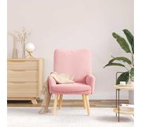 Kaloriko Fauteuil Relax Rose en Tissu Laine de Mouton avec accoudoirs et Dossier Confortable 63 x 67 x 94 cm, Pieds en Bois Massif d'hévéa pour Salon Chambre Bureau