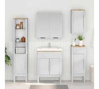 Kaloriko Floro Armoire murale de salle de bain blanche en pin massif 35 x 30 x 60 cm avec étagère et étagères réglables peu encombrant pour meubles de salle de bain espace de rangement et rangement