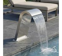 Kaloriko Fontaine Cascade Bassin Jet Eau en Acier Inoxydable argenté 47 x 31 x 60 cm, décoration Mur Source Vasque avec éclairage LED pour Jardin terrasse Patio et Ambiance Zen relaxante