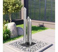 Kaloriko Fontaine de Jardin argenté en Acier Inoxydable 304, 48 x 34 x 123 cm, Fontaine Cascade Bassin Jet Eau, Pompe Mur Source Vasque Decoration Ornement