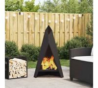 Kaloriko Foyer de cheminée Noir en Acier, 58 x 40 x 100 cm, brasero extérieur Durable, cheminée Foyer pour Patio et Jardin, Design Moderne, Chauffe Jusqu a 600 degrés, Ambiance feu conviviale