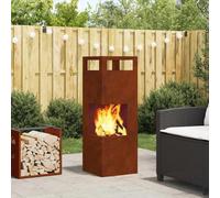 Kaloriko Foyer rectangulaire marron en acier résistant aux intempéries - 35 x 35 x 100 cm - Pour jardin, terrasse, balcon - Avec brasero résistant à la chaleur et décoration moderne pour l'extérieur
