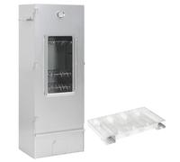 Kaloriko Fumoir avec générateur de fumée froide en acier galvanisé 44,5 x 29 x 110 cm pour barbecue d'extérieur avec thermomètre, fenêtre en verre, 12 crochets en S, 3 grilles, copeaux de bois, idéal