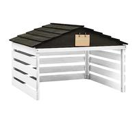 Kaloriko Garage de Tondeuse à Gazon en Bois de Sapin Massif Noir et Blanc, 78 x 74 x 54 cm, Protection extérieur pour Robot Gazon, Tondeuse Thermique électrique, Pluie Neige UV poussière