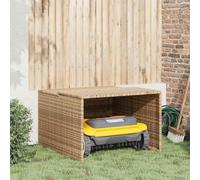 Kaloriko Garage pour Robot Tondeuse Beige en résine tressée 86 x 90 x 52/57 cm, Acier Enduit de Poudre, abri Rangement extérieur Universel pour pelouse, Protection Pluie, Neige, UV, Vent et poussière