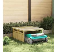 Kaloriko Garage pour tondeuse à gazon en bois de pin imprégné, marron, 73,5 x 81,5 x 38,5 cm, abri de jardin, terrasse, cour pour rangement et rangement