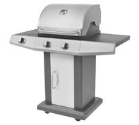 Kaloriko Gril à gaz argenté en Acier avec Tuyau en métal, Barbecue BBQ pour terrasse et Jardin, plancha, rotissoire, fumoir, Cuisson extérieure Durable avec 4 Roues