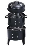 Kaloriko Gril Barbecue au Charbon 3 en 1, Barbecue extérieur Noir en Acier 40 x 80 cm, fumoir avec Couvercle, thermomètre, bac à Cendres, Bol à Eau, pour Jardin Camping terrasse