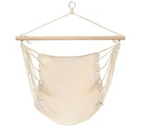 Kaloriko Hamac balancelle Pliable crème en Coton et Polyester, Cadre en Bois, 100 x 80 cm, Charge 110 kg, Sac de Transport, Jardin terrasse Balcon Camping Plage intérieur
