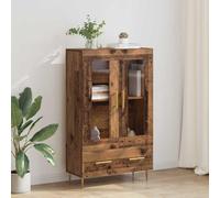 Kaloriko Haut Armoire Bois Ancien avec tiroir 69,5 x 31 x 115 cm Meuble de Rangement Salon Salle à Manger avec Porte vitrine étagère Console Design Moderne