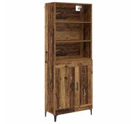 Kaloriko Haut Armoire en Bois Ancien 2 pcs avec Pieds en Fer, Meuble de Rangement pour Salon Salle à Manger, Buffet Bahut Commode avec Étagères Adaptables et Style Contemporain