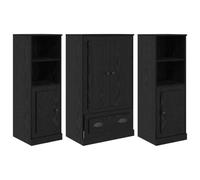 Kaloriko Haut Armoire en Bois d'ingénierie chêne Noir avec tiroir 3 pcs Meuble de Rangement Buffet bahut Commode Porte étagère pour Salon Salle à Manger Cuisine