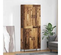 Kaloriko Haut Armoire en Bois d'ingénierie Effet Bois Ancien, Meuble Rangement 2 pièces avec Portes, étagères, poignées métalliques, Pieds Noirs, pour Salon Salle à Manger Cuisine