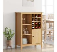 Kaloriko HILL Armoire à vin en pin massif marron miel 79,5 x 40 x 107,5 cm avec tiroirs et étagères pour salon, cuisine, fête et rangement élégant