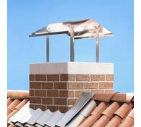 Kaloriko Hotte de cheminée argenté en Acier Inoxydable 50 x 60 x 37 cm pour Jardin et terrasse, Protection Contre Pluie et débris, Finition polie légère