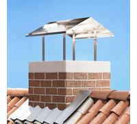 Kaloriko Hotte de cheminée argenté en Acier Inoxydable 60 x 60 x 38 cm, Protection Pluie et débris pour Jardin, terrasse, Foyer, poêle Bois, brasero, Entretien Facile