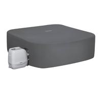 Kaloriko Housse de Spa Grise Bestway en PVC et Pom, 230 x 230 x 71 cm, avec Porte zippée, pour Spa Rond extérieur, Entretien et hivernage, Maintien de la Chaleur et Protection Durable