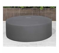 Kaloriko Housse Grise Bestway pour Piscine Spa Jacuzzi, Couverture PVC et Pom, diamètre 216 x 80 cm, Porte zippée, Usage extérieur, Entretien et hivernage