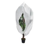 Kaloriko Housses de Protection pour Plantes en Tissu Non tissé Blanc 10 pcs 1 x 1,55 m, Cordon de Serrage, Fermeture éclair latérale, Protection Hiver pour Potager, Serre, Balcon, terrasse, extérieur