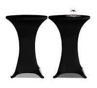 Kaloriko Housses élastiques de Table Noires Ø 80 cm Lot de 2, Polyester 90% et élasthanne 10%, lavables à 40 C, Ajustables pour Tables Jusqu’à 120 cm, intérieur réception