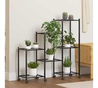 Kaloriko Jardinière à Roues en Fer Noir 83 x 25 x 83,5 cm, Support tuteur Grille Arceau obelisque pour Plante Fleur Tomate Rosier Balcon terrasse intérieur extérieur