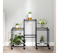 Kaloriko Jardinière avec Roues en Fer Noir 83 x 25 x 63,5 cm Support tuteur Grille Arceau pour Plante Fleur Tomate Rosier Balcon terrasse Jardin intérieur extérieur